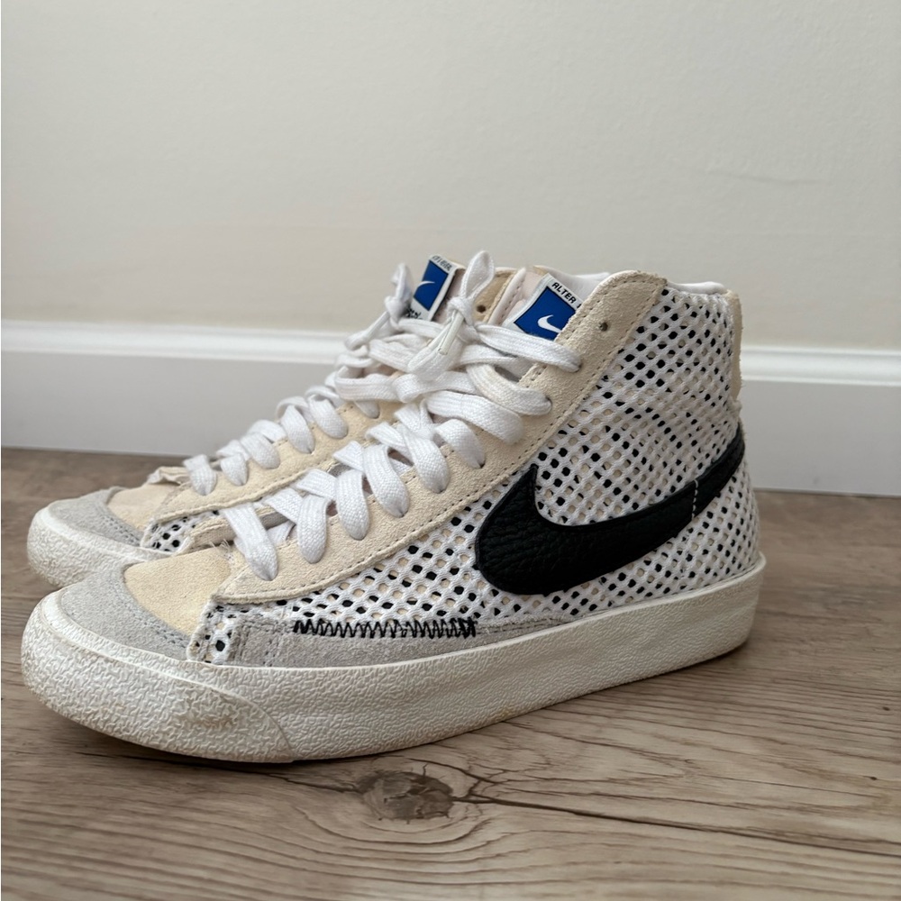 Nike White and Black Perforated High-Tops Blazers